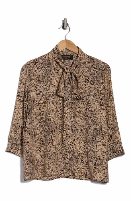 Renee C Tie Neck Three-Quarter Sleeve Top