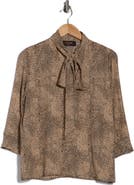 Renee C Tie Neck Three-Quarter Sleeve Top