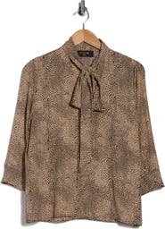 Renee C Tie Neck Three-Quarter Sleeve Top