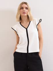 Phase Eight Fleur Ruffle Sleeve V-Neck Top