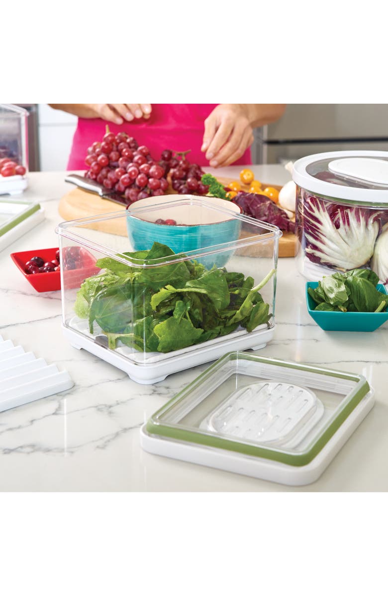 iDesign Small Fridge Produce Bin with Drainage Tray - Set of 2 - Clear, Alternate, color, Clear