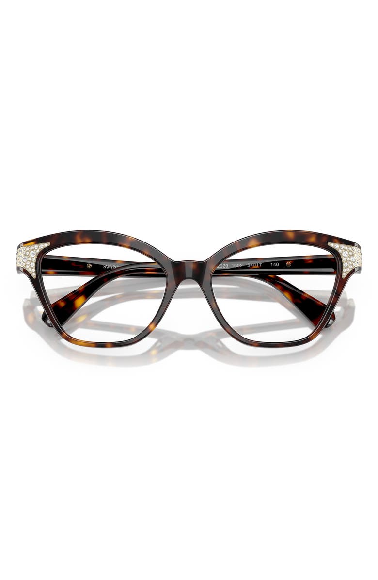Swarovski 54mm Cat Eye Optical Glasses, Alternate, color, Dark Havana