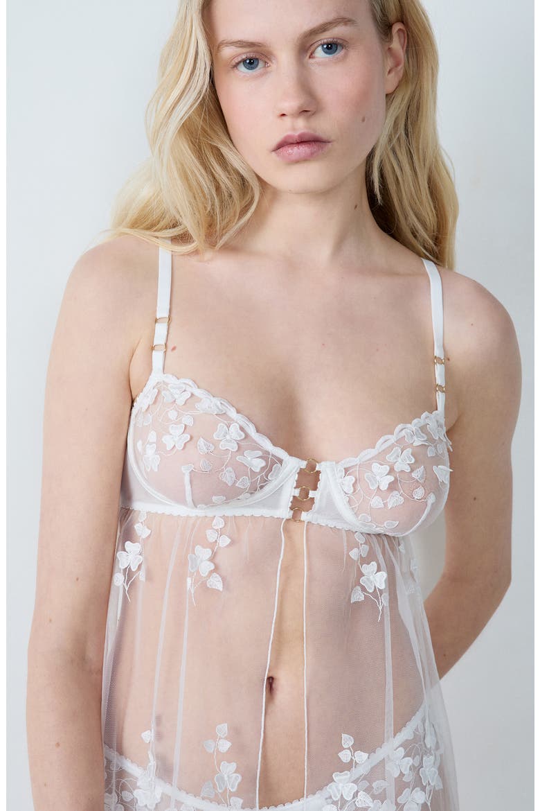 Amour Nuisette Courte Underwire Chemise, Alternate, color, WHITE
