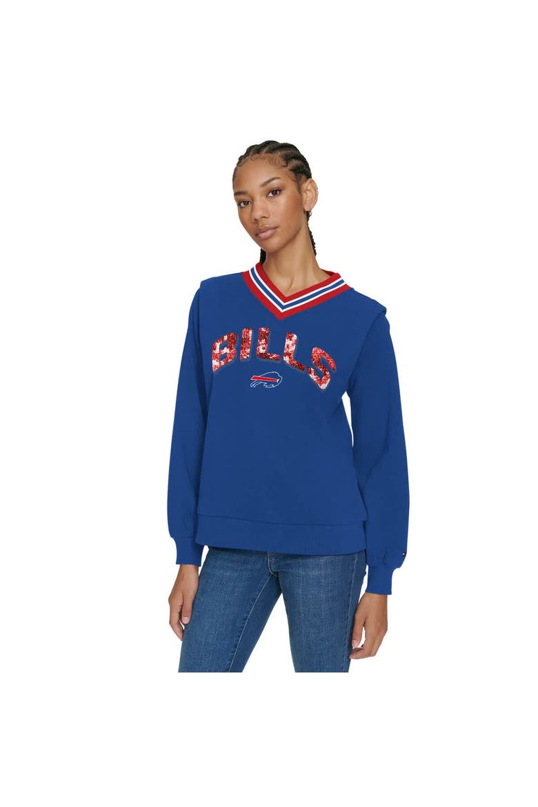 Women's Tommy Hilfiger Royal Buffalo Bills Alice V-Neck Pullover Sweatshirt, Main, color, Royal