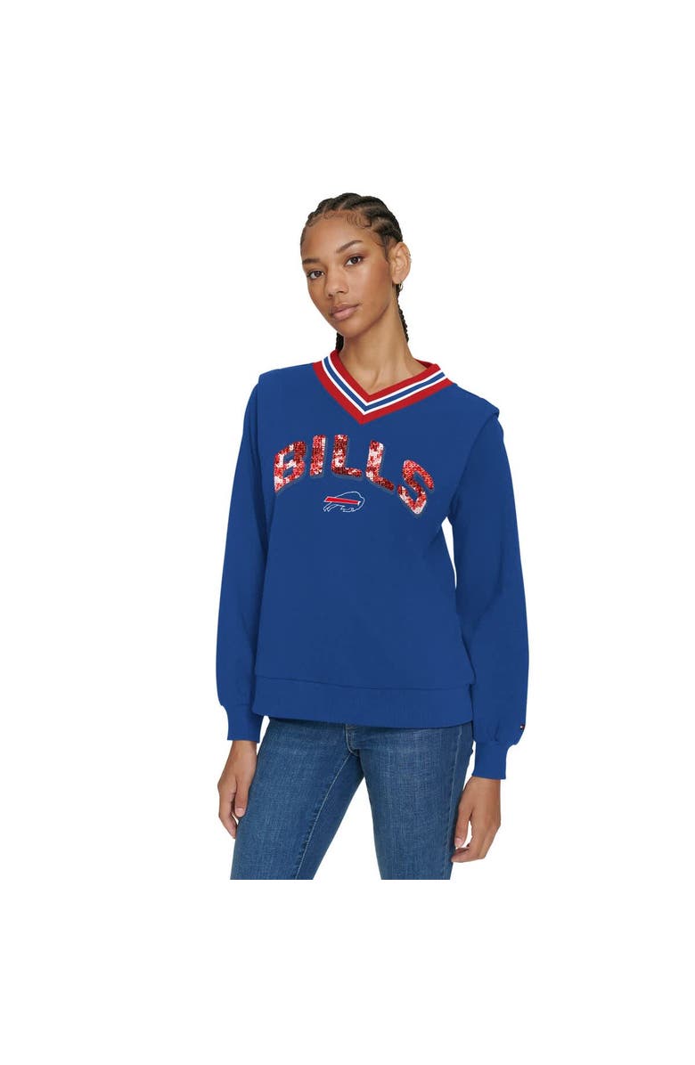 Tommy Hilfiger Women's Tommy Hilfiger Royal Buffalo Bills Alice V-Neck Pullover Sweatshirt, Main, color, Royal