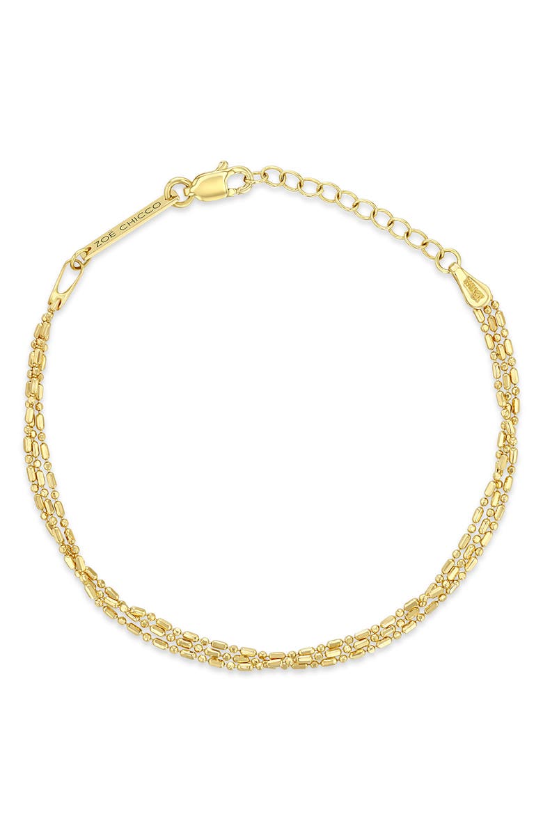 Zoë Chicco Triple Strand Tube Bar Chain Bracelet, Alternate, color, 
