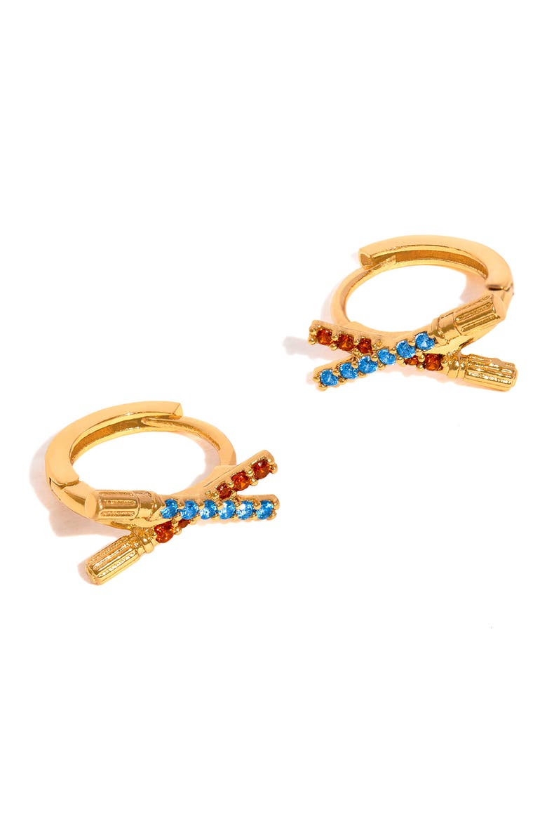Star Wars™ Lightsaber Duel Cubic Zirconia Hoop Earrings, Alternate, color, GOLD