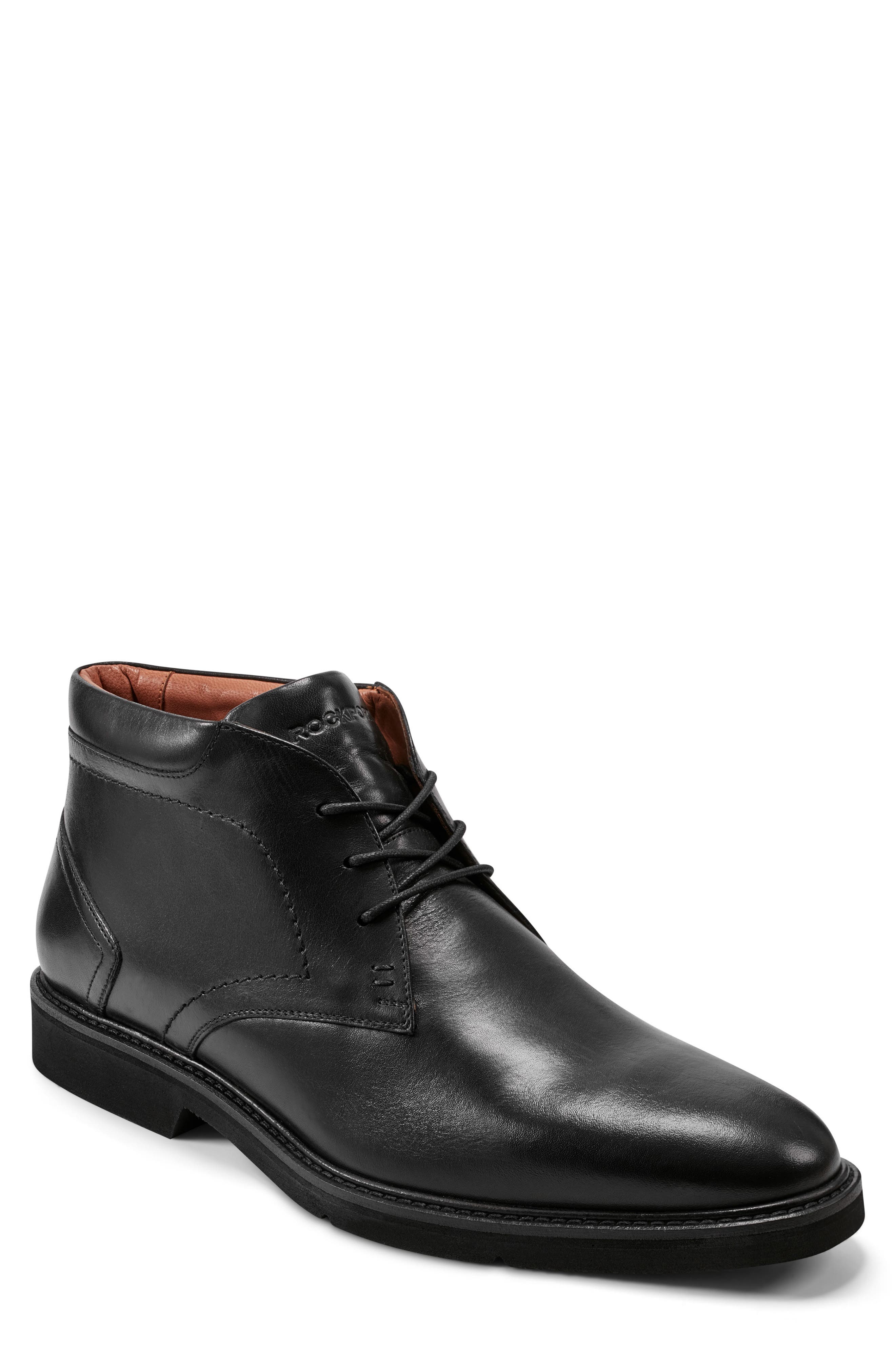 Rockport Flynn Plain Toe Derby Boot, Main, color, Black