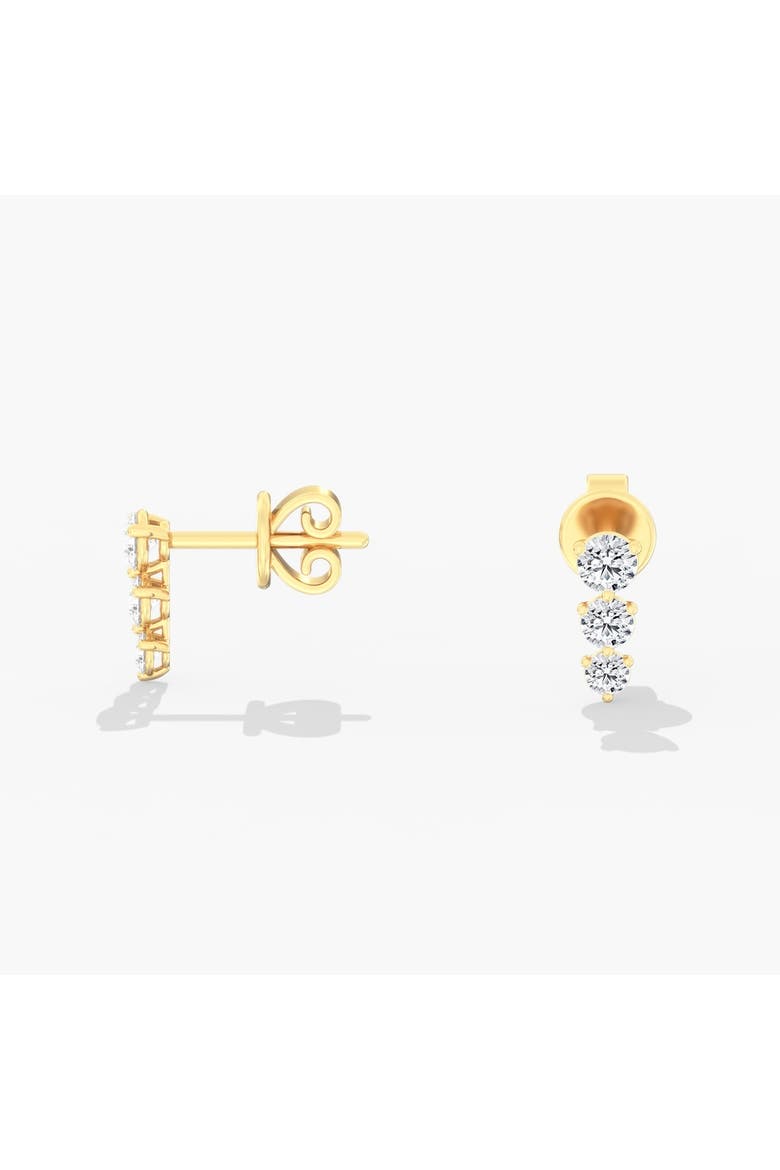 Petite Three Stone Graduated Stud Lab Diamond in 14K Gold, Alternate, color, Yellow Gold