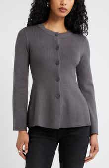 Button Front Peplum Cardigan