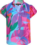 SUGARLIPS Vemmy Abstract Smocked Trim Top