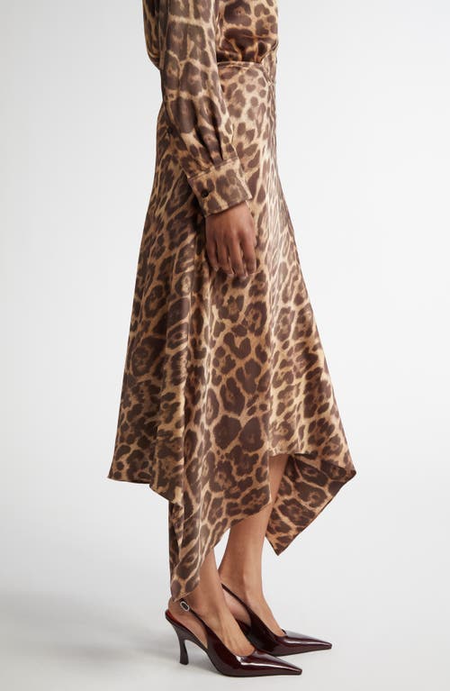 Stella Mccartney Leopard Print Handkerchief Hem Midi Skirt In Multicolor Brown