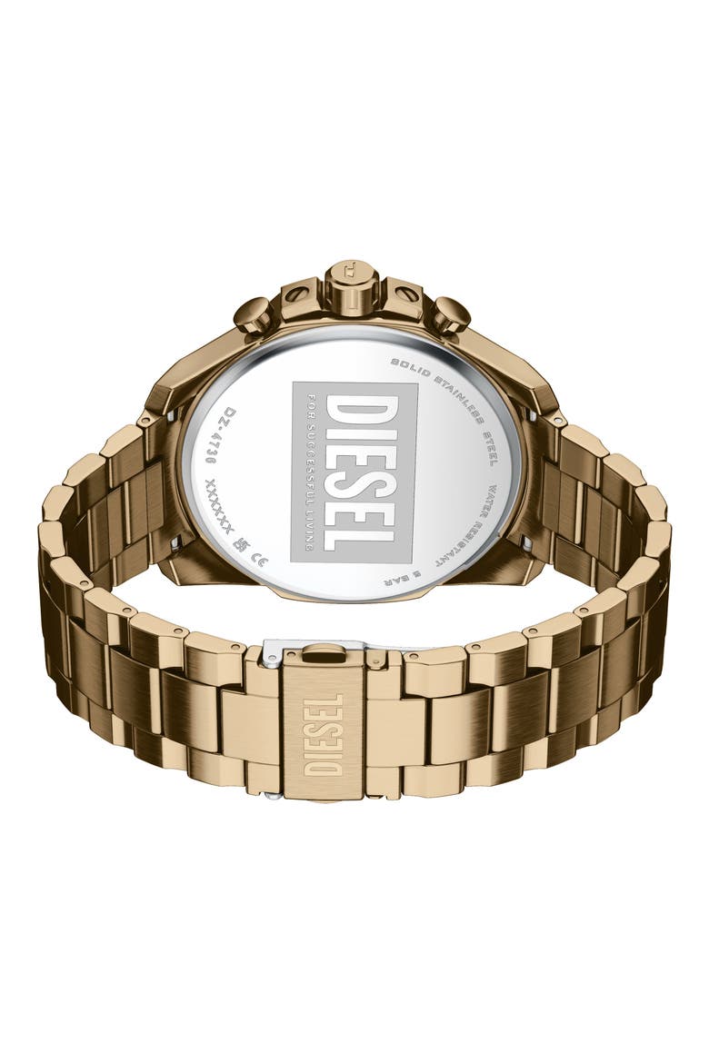 Mega Chief Slim Chronograph Bracelet Watch, 48mm, Alternate, color, ANTIQUE GOLD/ NAVY