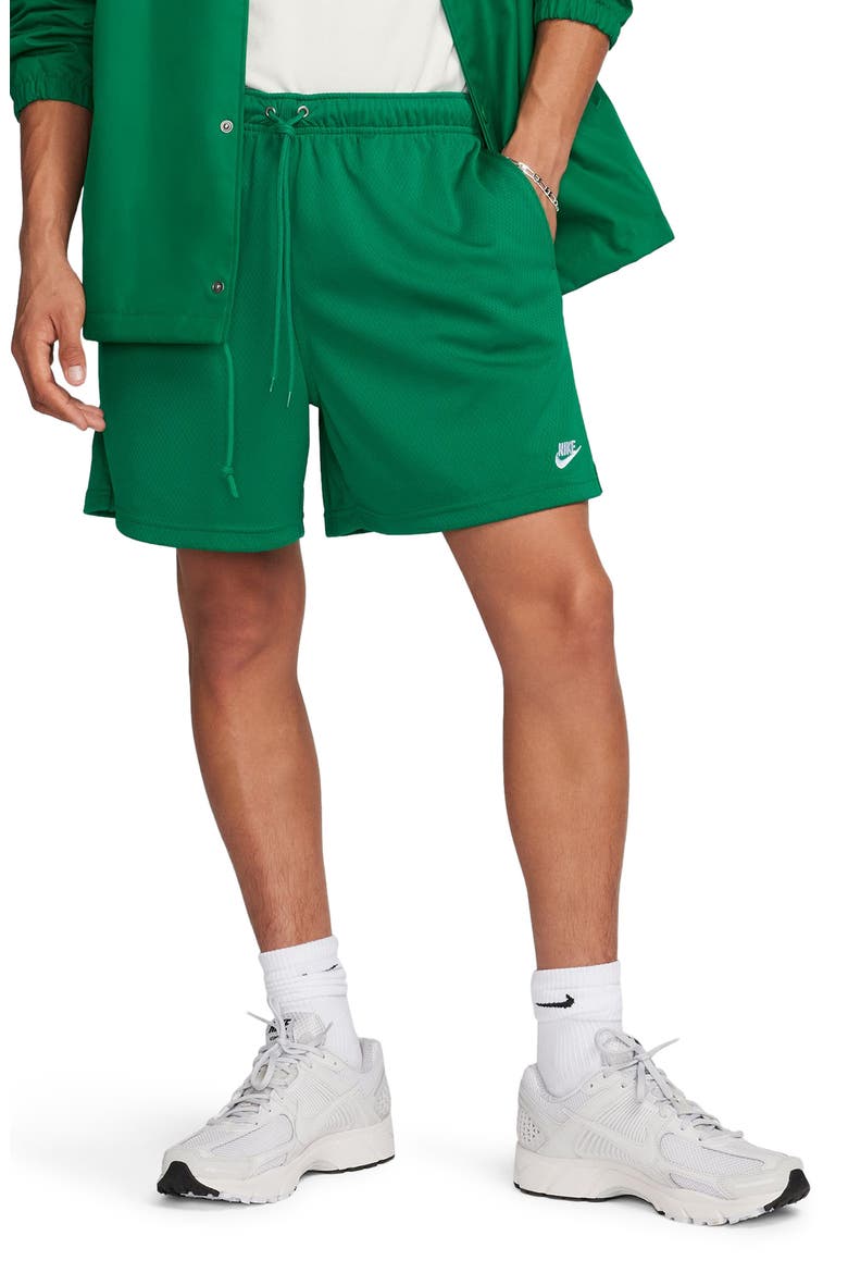 Club Flow Mesh Athletic Shorts, Main, color, 365 MALACHITE/WHITE