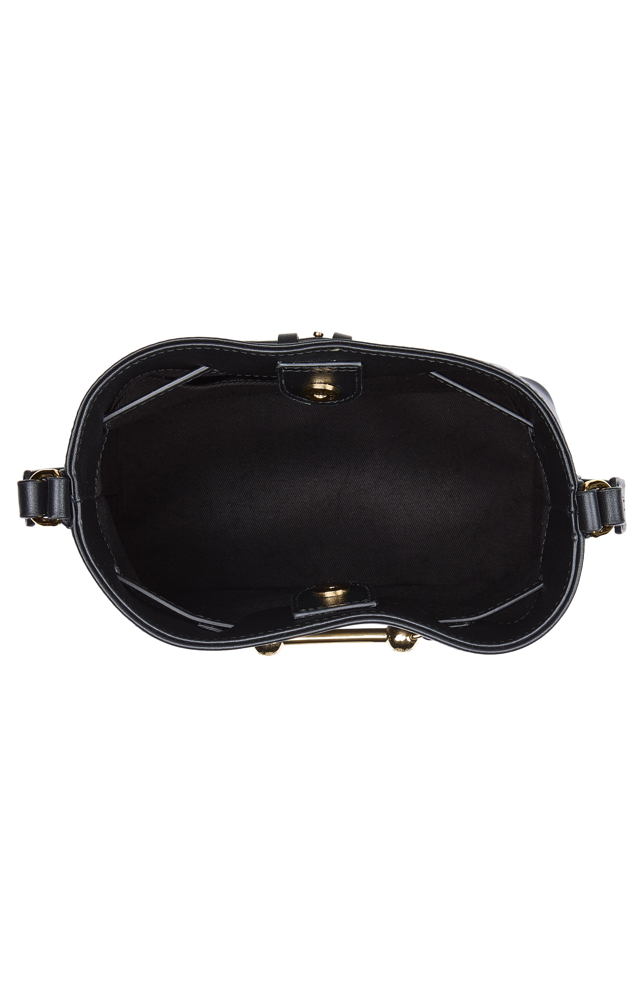 Corda Leather Bucket Bag, Alternate, color, BLACK