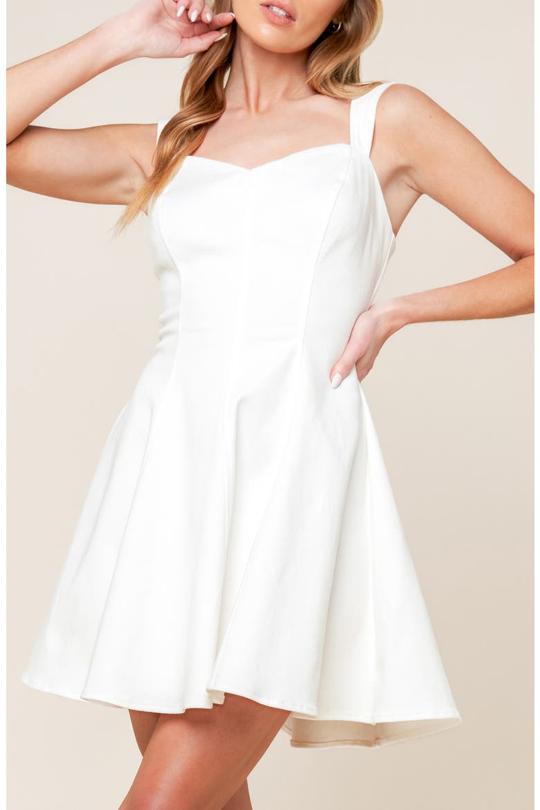 Sweetheart Denim Minidress, Main, color, WHITE DENIM