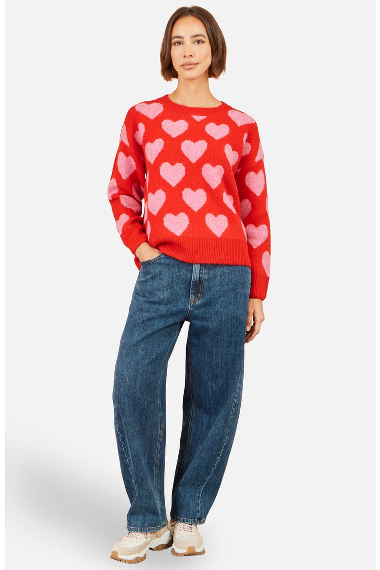 Heart Intarsia Relaxed Jumper, Alternate, color, Red