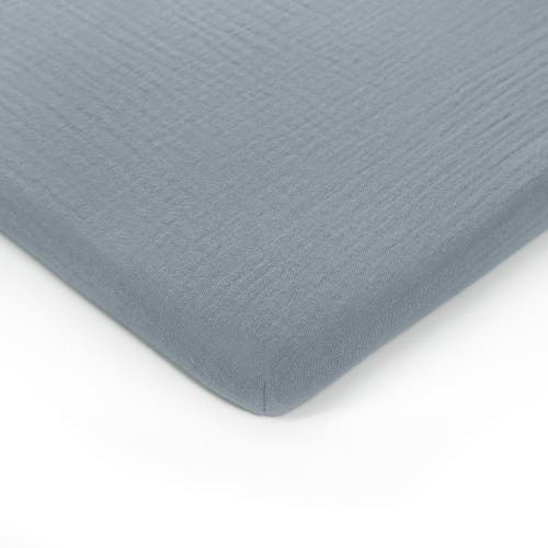Comfy Cubs Muslin Fitted Bassinet Crib Sheet In Pacific Blue