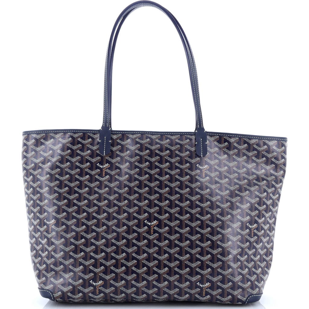 Pre-owned Goyard Goyard Artois Tote Coated Canvas Mm In Blue