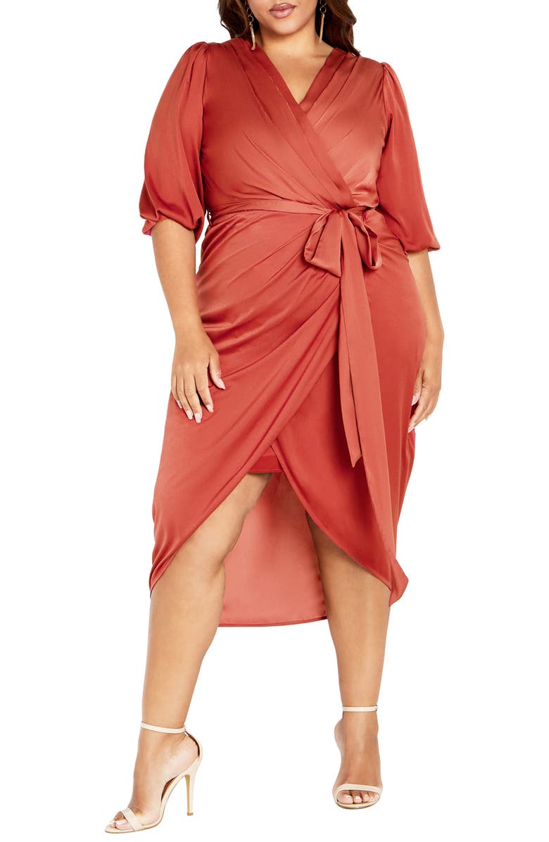 City Chic Opulent Wrap Front Midi Dress | Nordstromrack