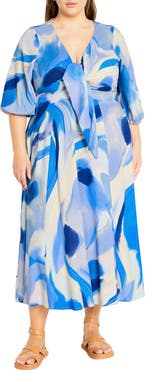 City Chic The Swirl Tie Front Midi Dress