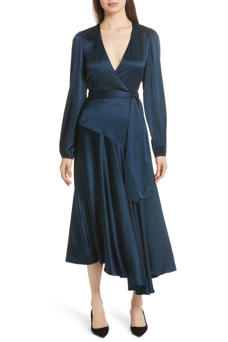 Darby Stretch Silk Wrap Dress, Alternate, color, ADMIRAL