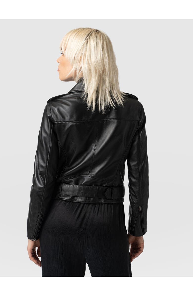 Saint + Sofia Luther Leather Jacket, Alternate, color, Black