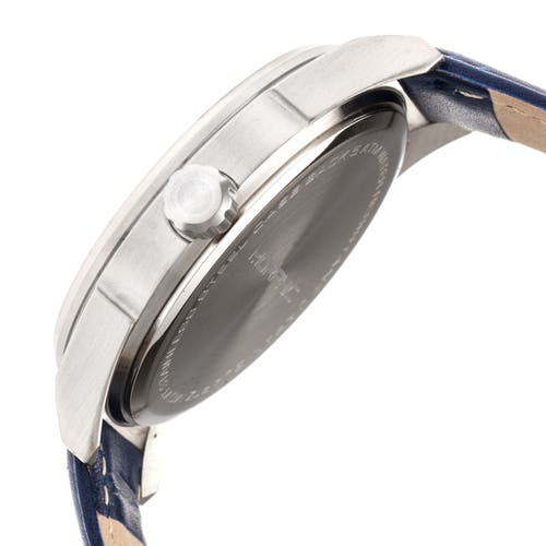 Morphic M63 Series Leather-band Watch W/date In Black/blue