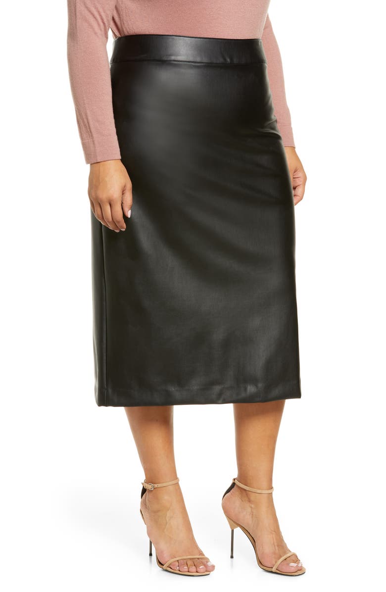 Halogen<sup>®</sup> Faux Leather Midi Skirt, Alternate, color, 