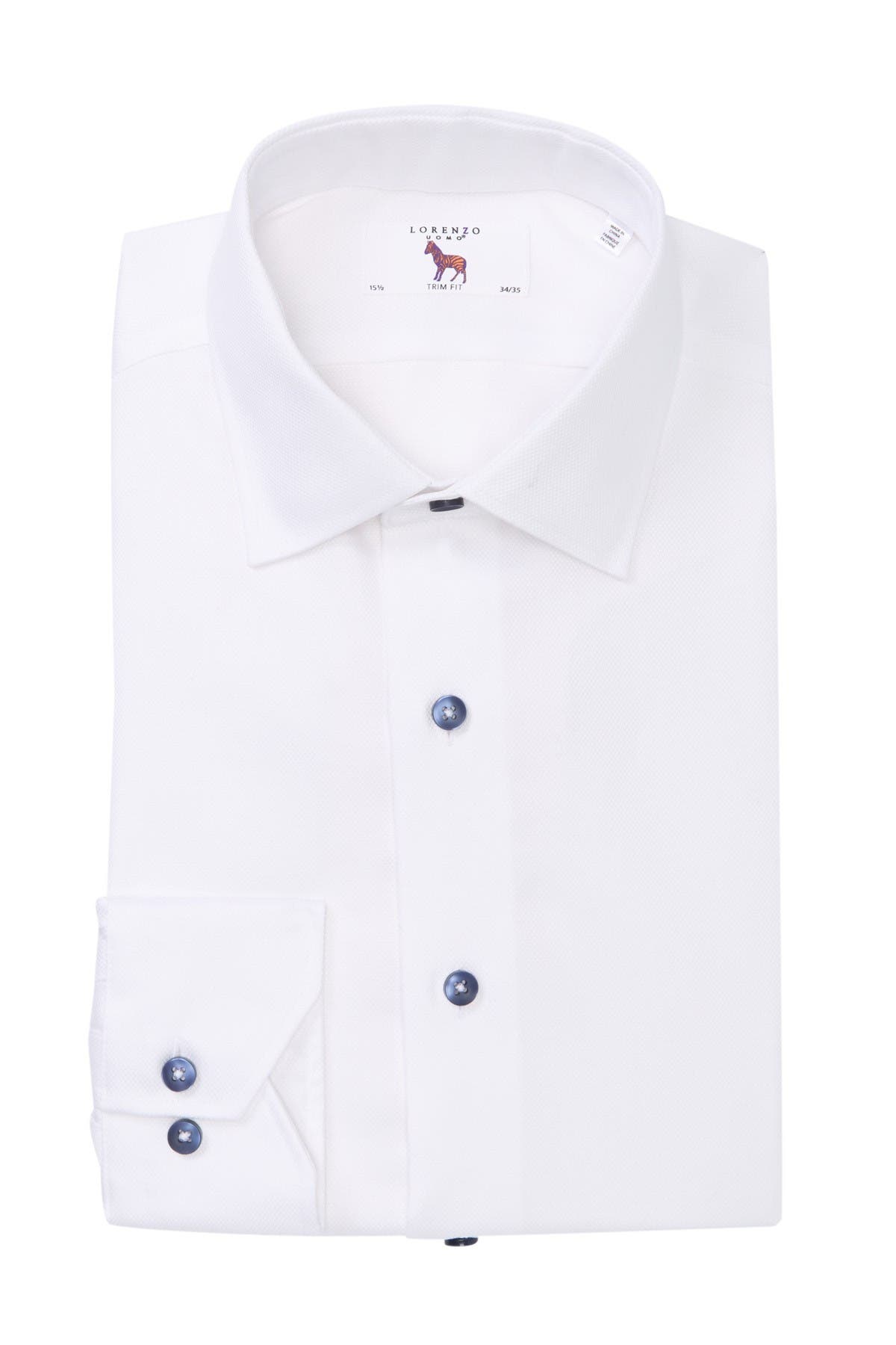 Trim Fit Mini Diamond Textured Dress Shirt