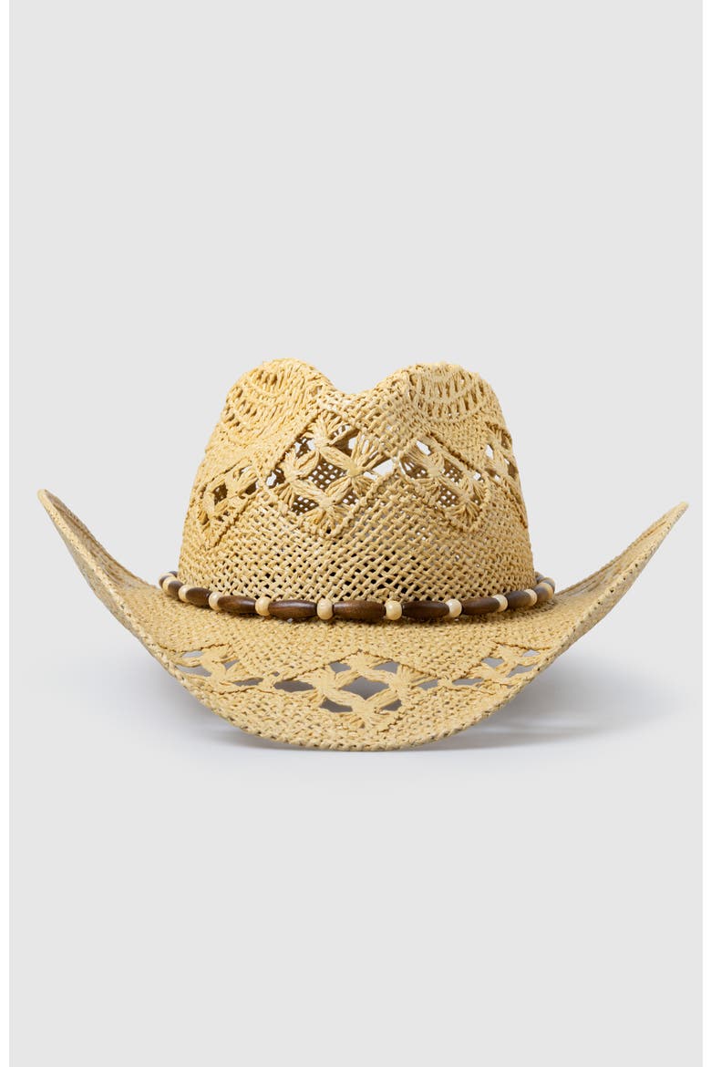 Twister Legacy  Handwoven Straw Sun Hat - Bohemian Summer Cowboy Hat, Main, color, Ochre  / Beige