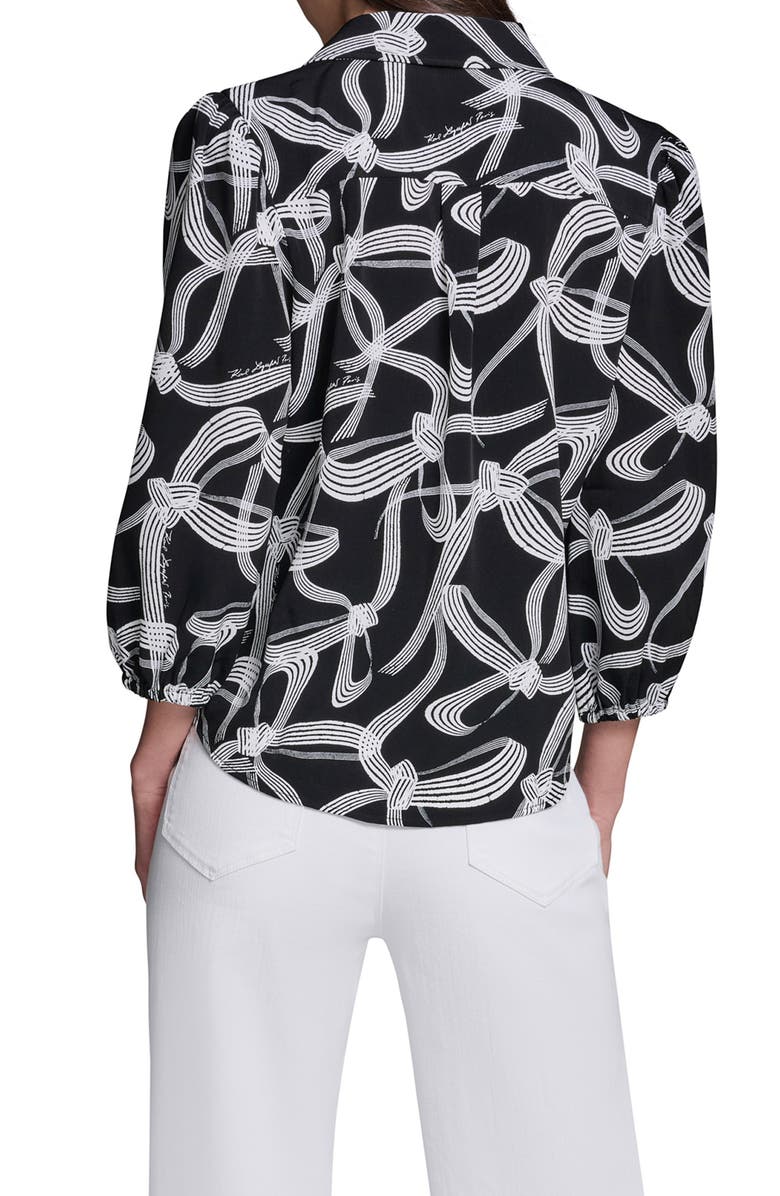 KARL LAGERFELD PARIS Bow Detail Button-Up Shirt, Alternate, color, 