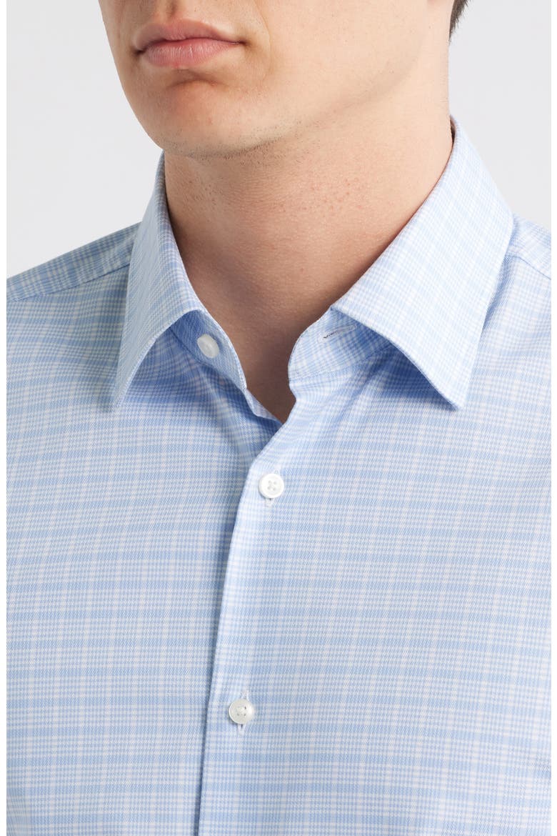 Hank Kent Slim Fit Plaid Stretch Cotton Dress Shirt, Alternate, color, OPEN BLUE