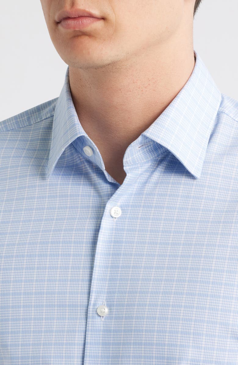 BOSS Hank Kent Slim Fit Plaid Stretch Cotton Dress Shirt, Alternate, color, Open Blue