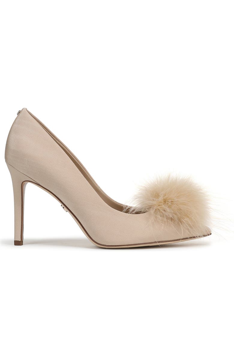 Sam Edelman Hazel Feather Embellished Pump, Alternate, color, Honey Sand