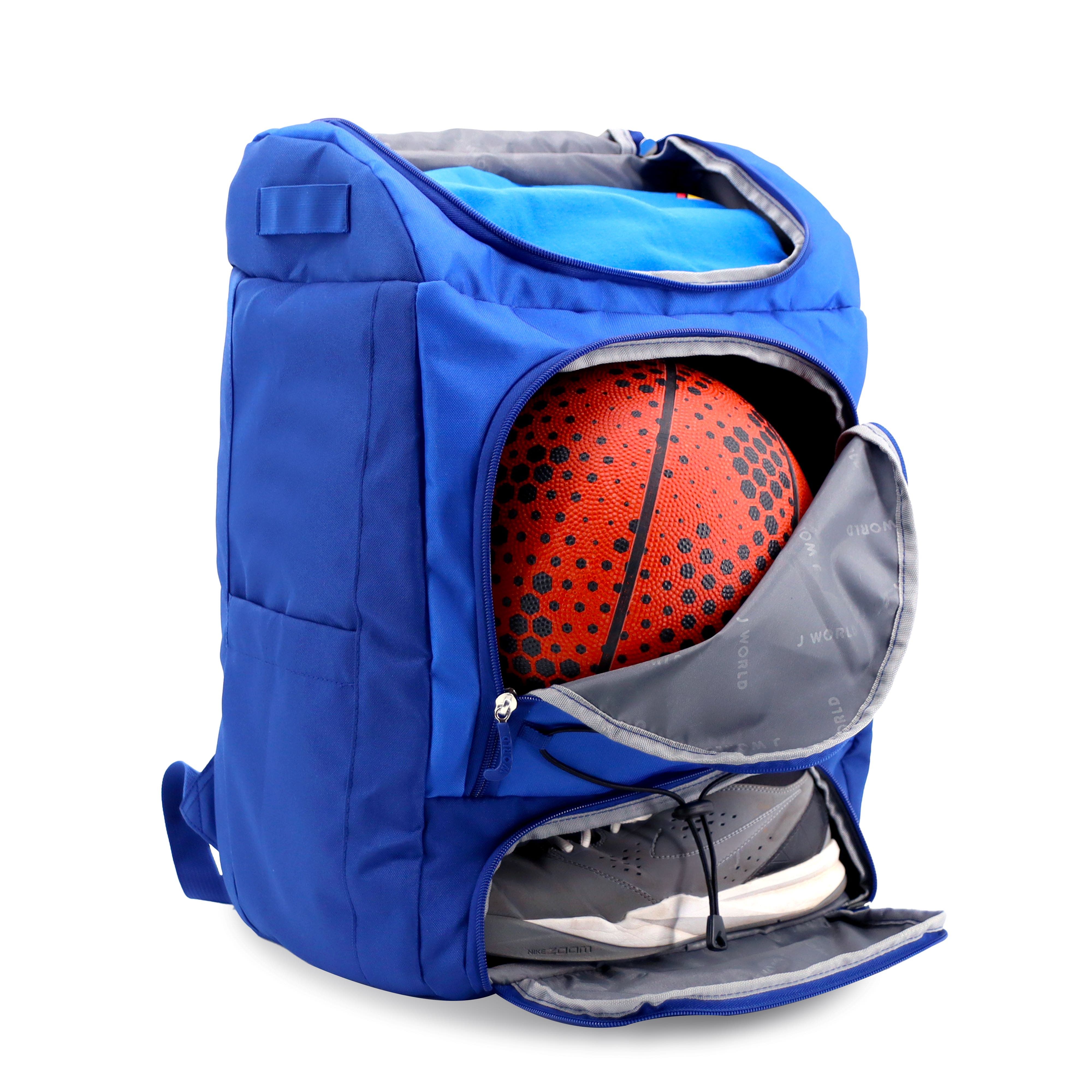Athlete Multi Sports Backpack with Shoe Compartment Bat Holders and Night Visibility, Alternate, color, Navy