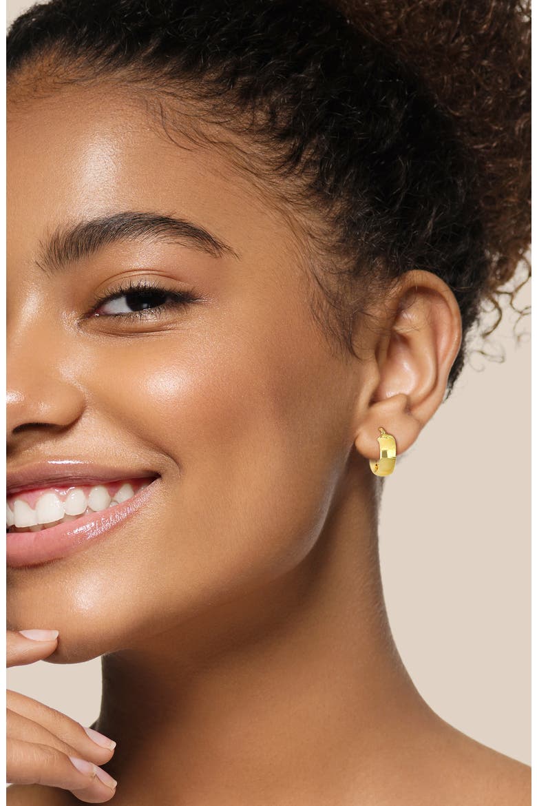 15mm Satin Finish Hoop Earrings, Alternate, color, GOLD