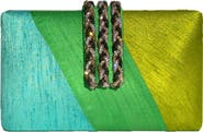 Simitri Diagonal Color Block Braided Fringe Clutch