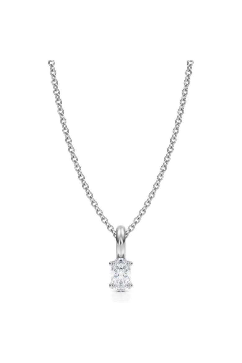Oval Solitaire Lab Diamond Pendant Necklace 14K Yellow Gold, Main, color, White Gold
