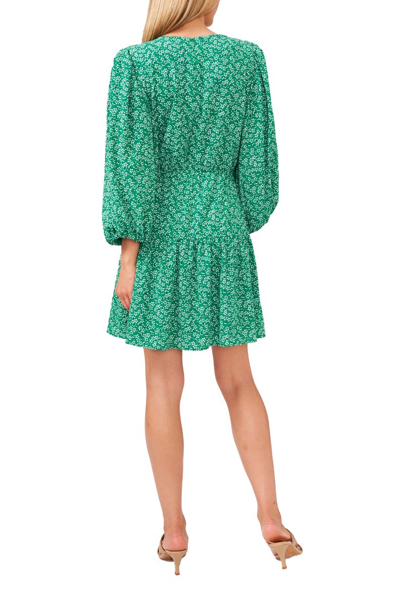 Ruffle Long Sleeve Minidress, Alternate, color, LUXE GREEN