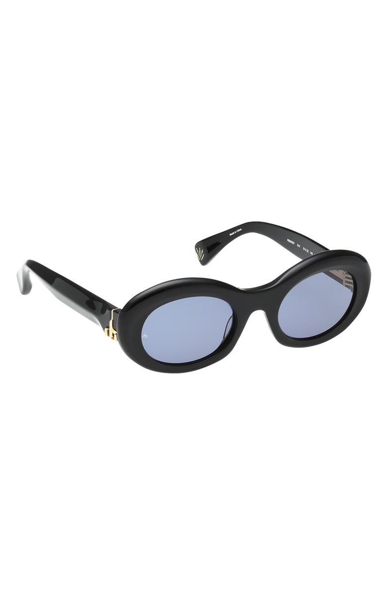 rag & bone 51mm Oval Sunglasses, Alternate, color, Shiny Black / Dark Navy Lenses