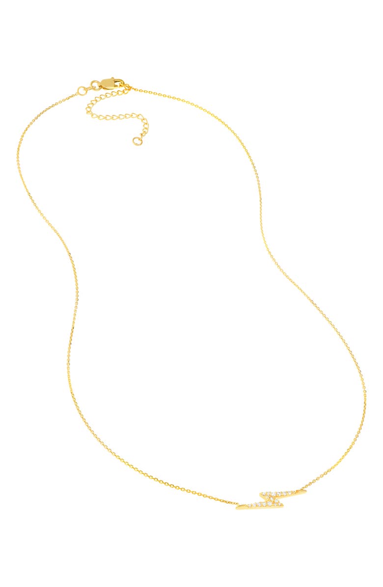 HAWLEY ST 14K Gold Pavé Diamond Lightning Bolt Pendant Necklace, Alternate, color, 