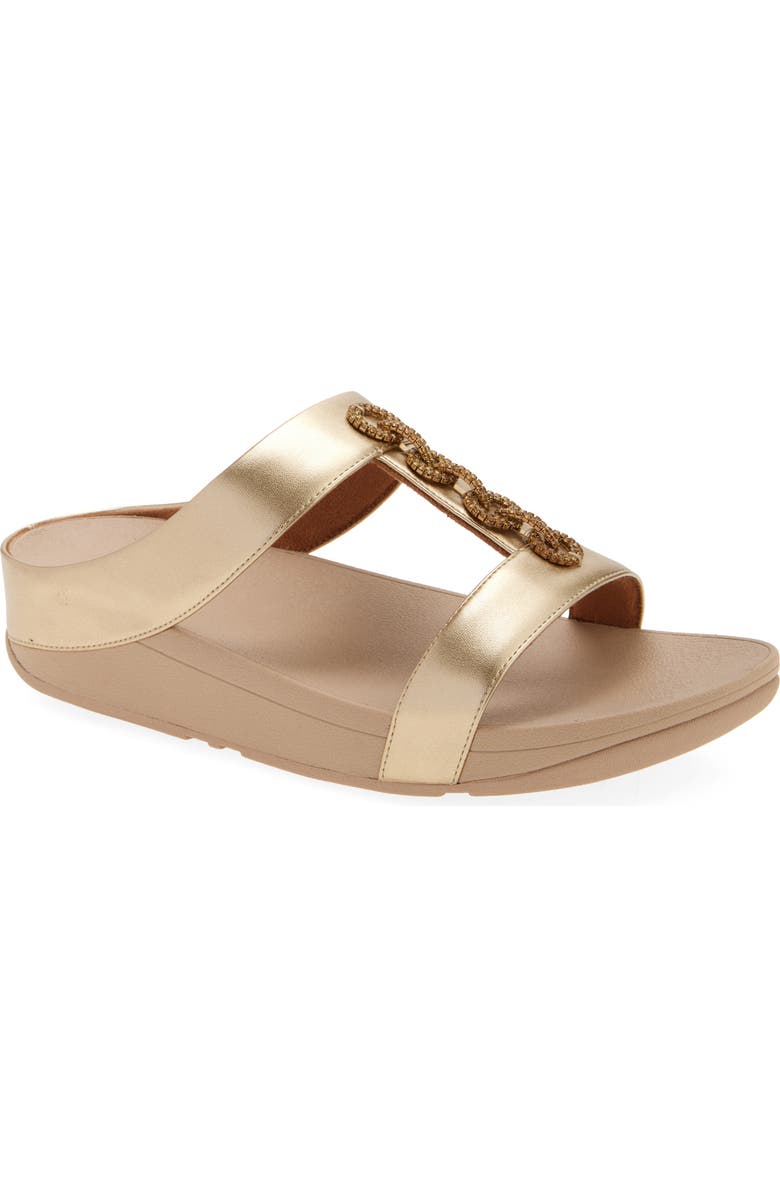 FitFlop Fino Sparkle Wedge Slide Sandal, Main, color, Platino