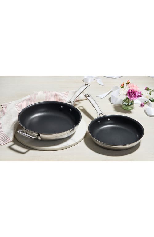 Le Creuset Classic Stainless Steel Set Of 2 Nonstick Fry Pans In Stainless Steel