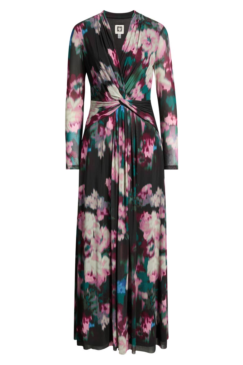 Twist Front Maxi Dress, Alternate, color, DEEP JADE MULTI