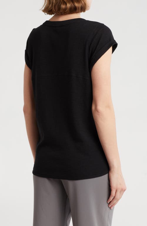 Shop Dkny Mini Waffle Embroidered Logo T-shirt In Black