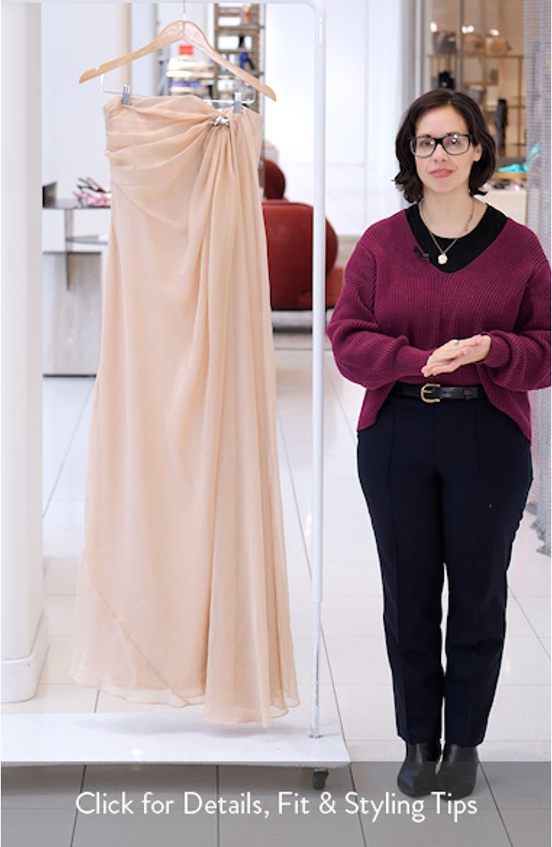 Oyster Strapless Chiffon Gown, sales video thumbnail