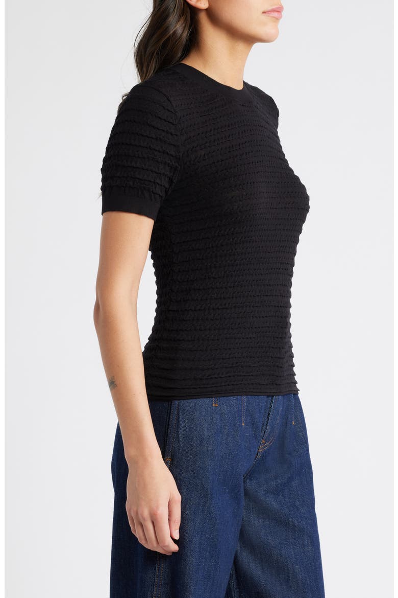Smocked Silk Blend Sweater, Alternate, color, BLACK