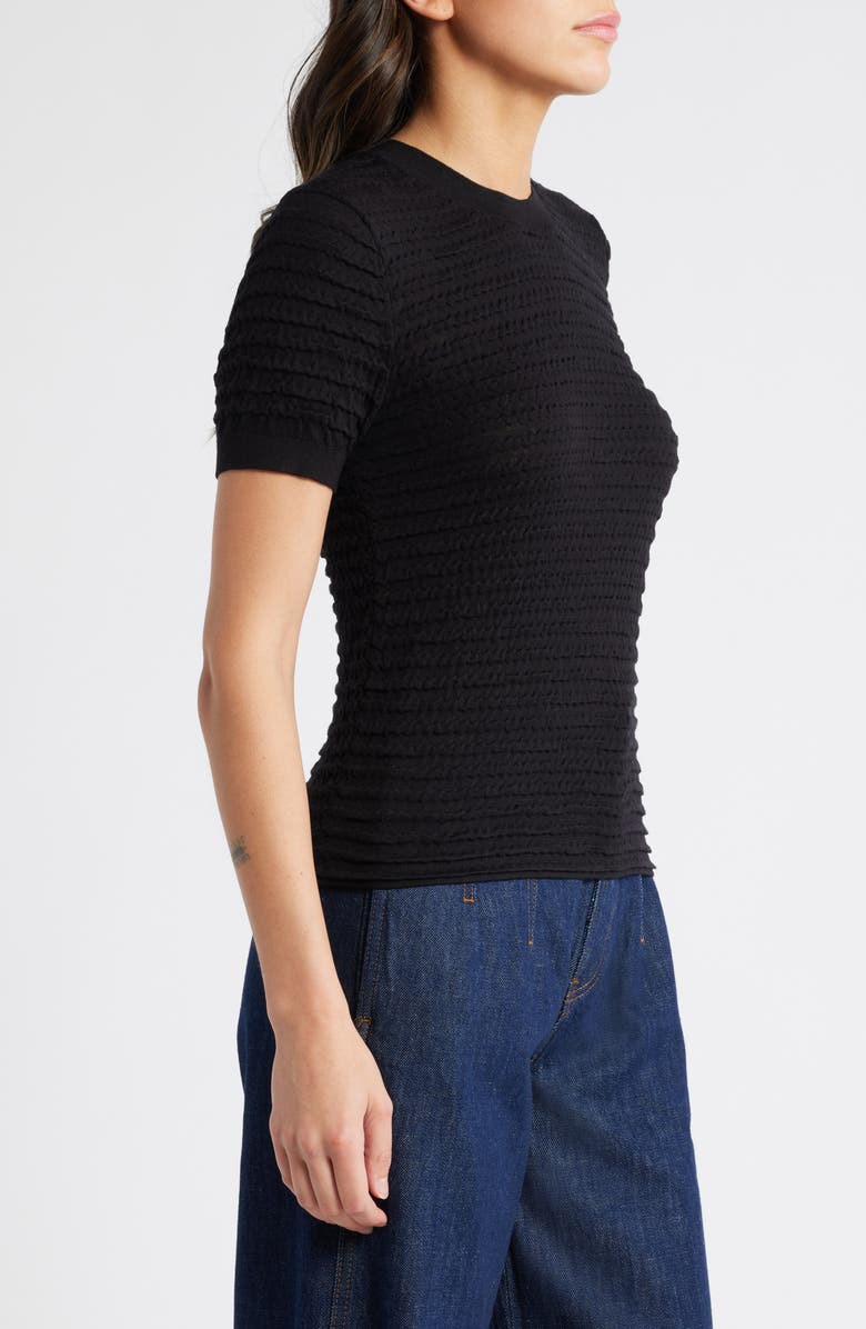 FRAME Smocked Silk Blend Sweater, Alternate, color, Black