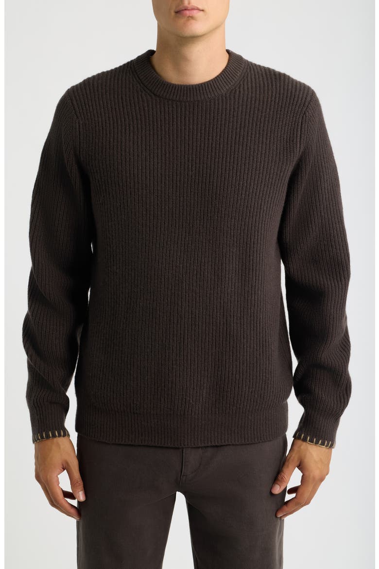 Whipstitch Shaker Rib Wool & Cashmere Sweater, Main, color, MIDLAND
